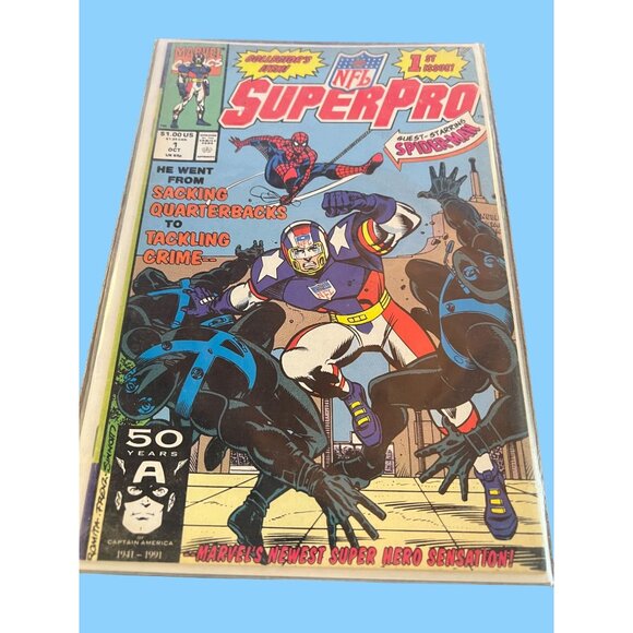 Marvel Comics NFL SuperPro Comic Issue #1 With Spider-Man Appearance & Captain A - Picture 7 of 12